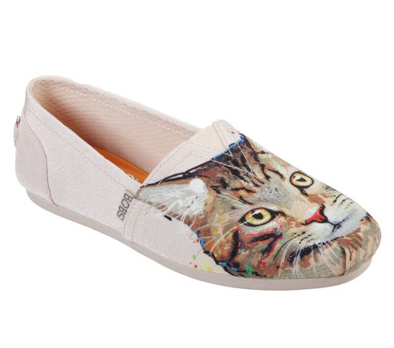 Skechers Bobs Plush - Cats Rule - Womens Flats Shoes Light Pink [AU-TB8269]